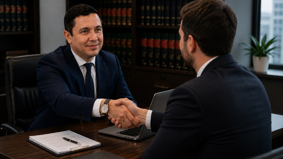 Abogado penalista en consulta con cliente